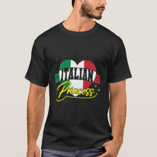 プリンセスイタリアンイタリア国旗のハート Tシャツ