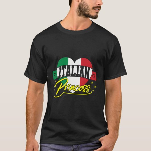 プリンセスイタリアンイタリア国旗のハート Tシャツ (正面)
