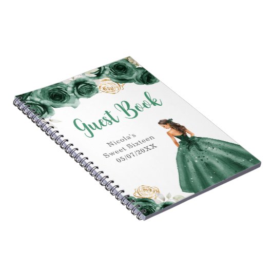 プリンセスインダークグリーンドレススウィート16ゲストブック ノートブック (右側)