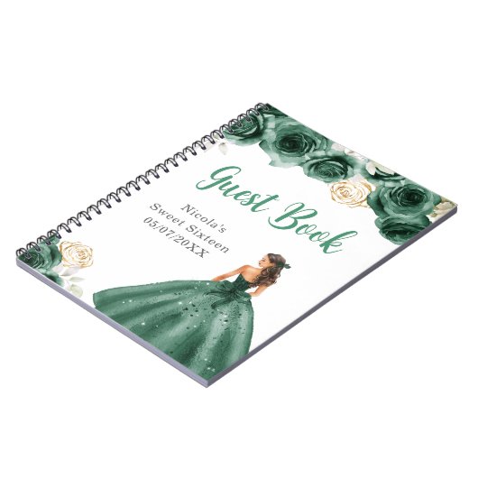 プリンセスインダークグリーンドレススウィート16ゲストブック ノートブック (左側)