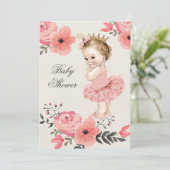 プリンセスイントゥーウォーターカラーフラワーズベビーシャワー 招待状 (スタンド正面)