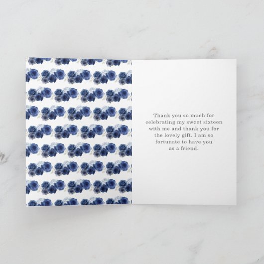 プリンセスインネイビードレスSweet sixteenありがとう サンキューカード (内部)