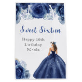 プリンセスインネイビーブルードレスSweet sixteen誕生日 ミディアムペーパーバッグ (正面)
