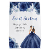 プリンセスインネイビーブルードレスSweet sixteen誕生日 ミディアムペーパーバッグ (裏面)