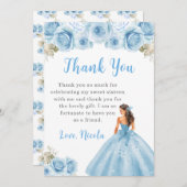 プリンセスイン青いドレスSweet sixteenありがとう サンキューカード (正面/裏面)