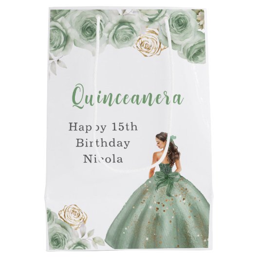 プリンセスインSage Green Dressキンセアニェラ ミディアムペーパーバッグ (裏面)