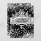 プリンセスウィンターワンダーランドブラックスウィート16招待状 招待状 (正面/裏面)