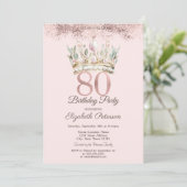 プリンセスウォーターコアクラウンフローラル80歳の誕生日 招待状 (スタンド正面)