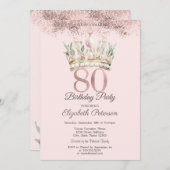 プリンセスウォーターコールクラウンフローラ80誕生日 招待状 (正面/裏面)