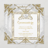プリンセスエレガントキンセアニェラ金ゴールドホワイトパール 招待状 (正面/裏面)