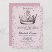 プリンセスエレガントクラウンダイアモンズ紙吹雪スウィート16 招待状 (正面/裏面)