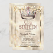 プリンセスエレガントクラウンバルーンFrame Sweet 16 招待状 (正面/裏面)