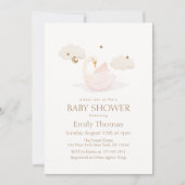 プリンセスエレガントスワンムーンスターベビーシャワー 招待状 (正面)