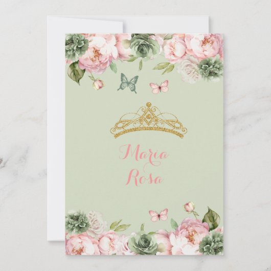 プリンセスエレガントセージグリーンダスティバラキンセアニラ 招待状 (裏面)