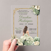 プリンセスエレガントセージグリーンフローラキンセアニラ アクリル招待状 (インサイチュ (ポータブル))