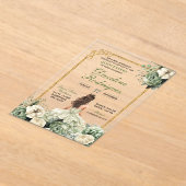 プリンセスエレガントセージグリーンフローラキンセアニラ アクリル招待状 (レイダウン)