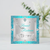 プリンセスエレガントダイヤモンドティール（緑がかった色）スウィート16 16 2 招待状 (スタンド正面)