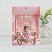 プリンセスエレガントピンク金ゴールドベビーシャワーパレス 招待状 (スタンド正面)
