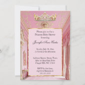 プリンセスエレガントピンク金ゴールドベビーシャワーパレス 招待状 (裏面)