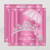 プリンセスエレガントベビーシャワーガールピンクティアラ 招待状 (正面/裏面)