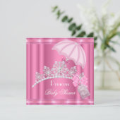 プリンセスエレガントベビーシャワーガールピンクティアラ 招待状 (スタンド正面)