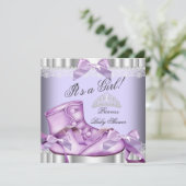 プリンセスエレガントベビーシャワーガールラベンダーレース 招待状 (スタンド正面)