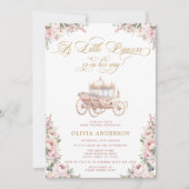 プリンセスエレガント赤面ピンクベビーシャワー 招待状 (正面)