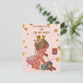 プリンセスオン電話ストライプ金ゴールドスポットベビーシャワー 招待状 (スタンド正面)