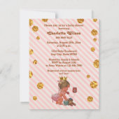 プリンセスオン電話ストライプ金ゴールドスポットベビーシャワー 招待状 (裏面)