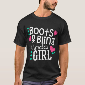 プリンセスカウボーイブーツ女性のカーボーイきらきら光るカントリーウェスター Tシャツ