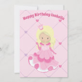 プリンセスカスタムピかわいらしックブロンドガール誕生日 カード (正面)