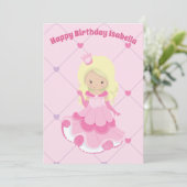 プリンセスカスタムピかわいらしックブロンドガール誕生日 カード (スタンド正面)
