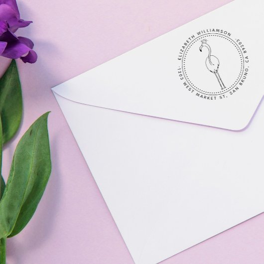 プリンセスカスタムフラミンゴラウンドネーム差出人住所 ラバースタンプ