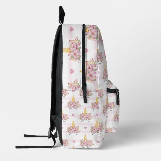 プリンセスカスタムユニコーンピンク プリントバックパック (左)