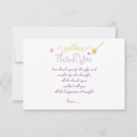 プリンセスカスタム誕生日パーティーサンキューカード サンキューカード (正面)