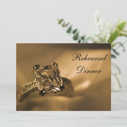 プリンセスカットダイヤモンドリングや輪結婚のリハーサルディナー 招待状 (スタンド正面)