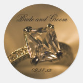 プリンセスカットダイヤモンドリングや輪結婚式の引き出物ラベル ラウンドシール (正面)