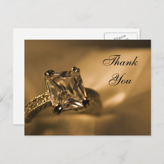 プリンセスカットダイヤ結婚モンドリングや輪の感謝状 ポストカード (正面/裏面)