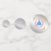 プリンセスガウン金ゴールドグリッターとカスタム写真 コンフェッティ (裏面)