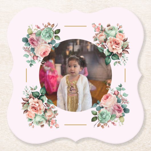 プリンセスガーデンティーパーティー誕生日 ペーパーコースター (正面)