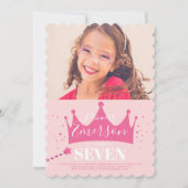 プリンセスガーリーかわいいピンクの誕生日パーティー 招待状 (正面)