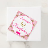 プリンセスガーリーホットピンク金ゴールドグリッター1st誕生日 フェイバータグ (インサイチュ)