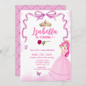 プリンセスガールエレガントバースデー招待状 招待状 (正面/裏面)