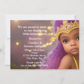 プリンセスガールズバースデーパーティティアラパープルエスニック 招待状 (裏面)