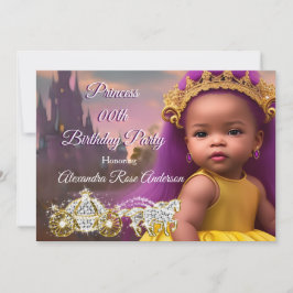 プリンセスガールズバースデーパーティーパープルエスニック 招待状
