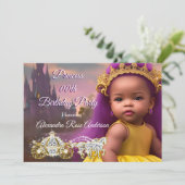 プリンセスガールズバースデーパーティーパープルエスニック 招待状 (スタンド正面)