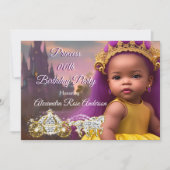 プリンセスガールズバースデーパーティー 紫 エスニック 招待状 (正面)