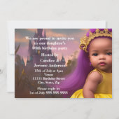 プリンセスガールズバースデーパーティー 紫 エスニック 招待状 (裏面)