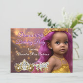 プリンセスガールバースデーパーティーキャリッジピンク民族 招待状 (スタンド正面)