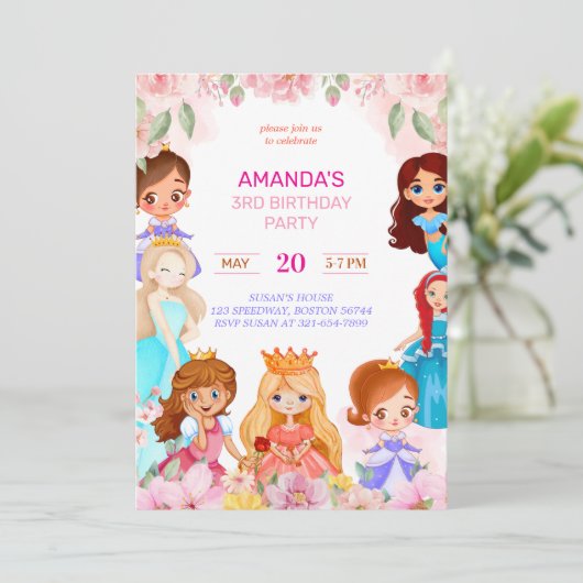 プリンセスガールバースデーパーティー3年招待状 シーズンカード (スタンド正面)